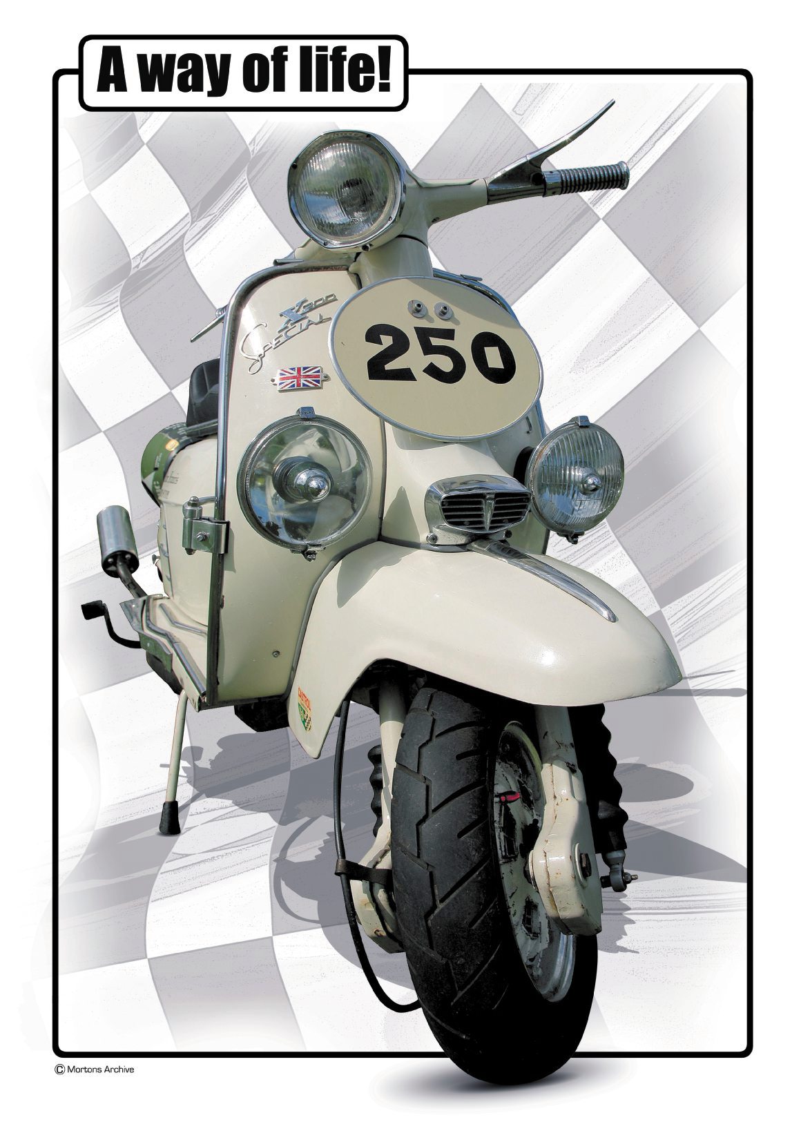 Lambretta Classic Racer Scooter E - A3 Poster / Print
